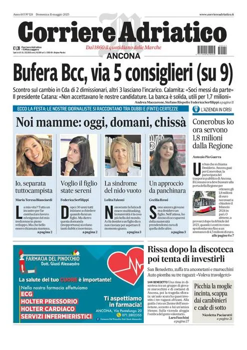 Prima-pagina-corriere adriatico-edizione-di-oggi-11-05-2025